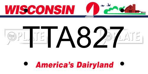 TTA827 Wisconsin License Plate