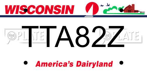 TTA82Z Wisconsin License Plate