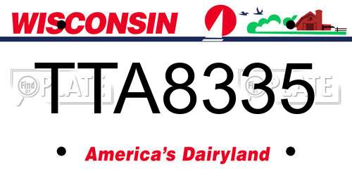 TTA8335 Wisconsin License Plate