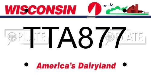 TTA877 Wisconsin License Plate