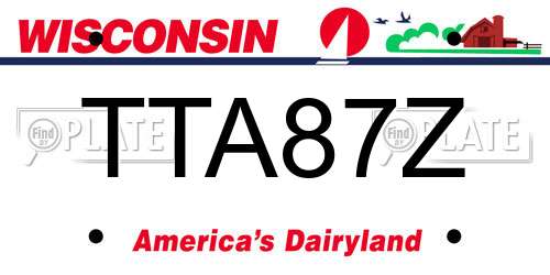 TTA87Z Wisconsin License Plate