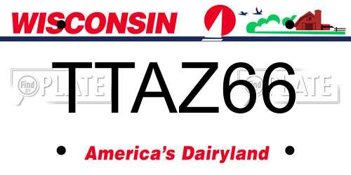 TTAZ66 Wisconsin License Plate