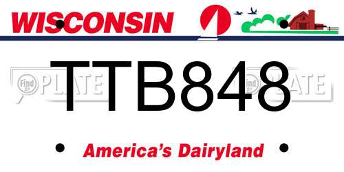TTB848 Wisconsin License Plate