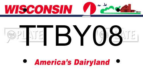 TTBY08 Wisconsin License Plate
