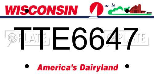 TTE6647 Wisconsin License Plate