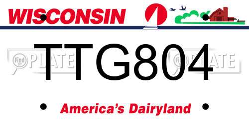 TTG804 Wisconsin License Plate