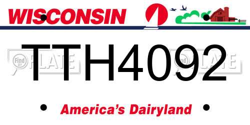 TTH4092 Wisconsin License Plate