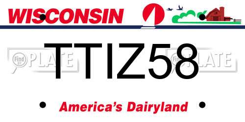 TTIZ58 Wisconsin License Plate