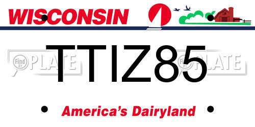 TTIZ85 Wisconsin License Plate