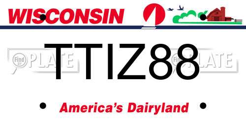 TTIZ88 Wisconsin License Plate