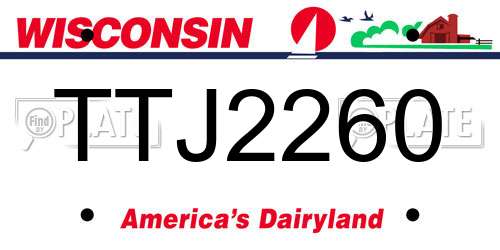 TTJ2260 Wisconsin License Plate