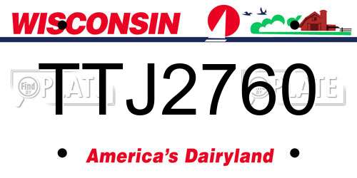 TTJ2760 Wisconsin License Plate