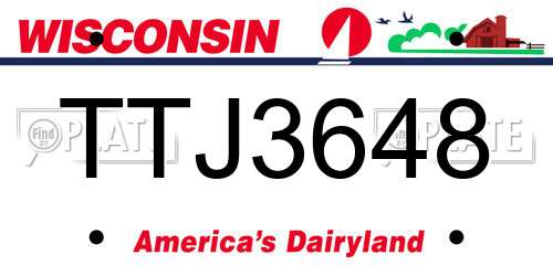 TTJ3648 Wisconsin License Plate