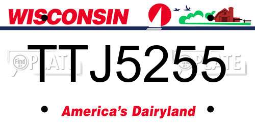 TTJ5255 Wisconsin License Plate