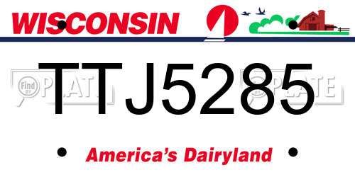 TTJ5285 Wisconsin License Plate