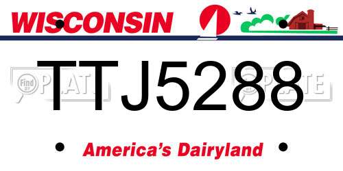 TTJ5288 Wisconsin License Plate