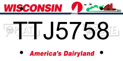 TTJ5758 Wisconsin License Plate
