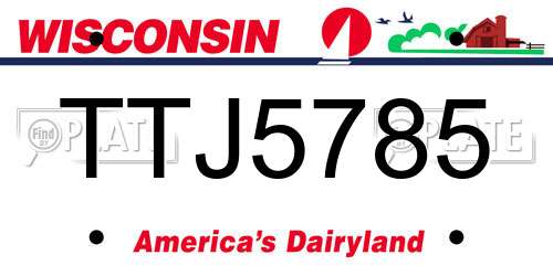 TTJ5785 Wisconsin License Plate