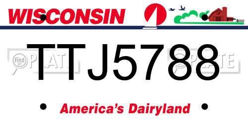 TTJ5788 Wisconsin License Plate