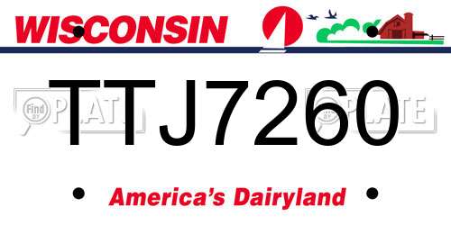 TTJ7260 Wisconsin License Plate