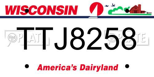 TTJ8258 Wisconsin License Plate