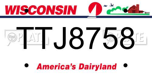 TTJ8758 Wisconsin License Plate