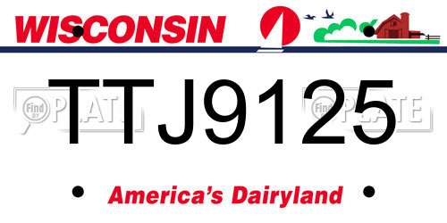 TTJ9125 Wisconsin License Plate
