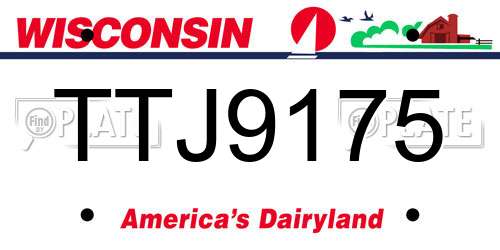 TTJ9175 Wisconsin License Plate