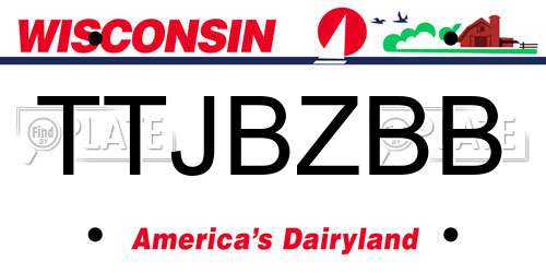 TTJBZBB Wisconsin License Plate