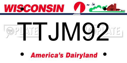 TTJM92 Wisconsin License Plate