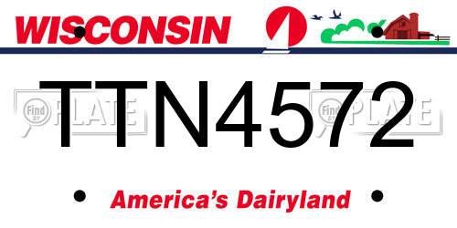TTN4572 Wisconsin License Plate