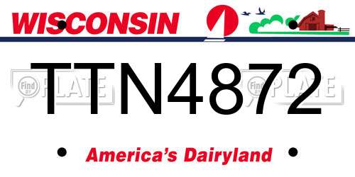 TTN4872 Wisconsin License Plate
