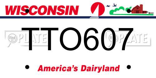 TTO607 Wisconsin License Plate