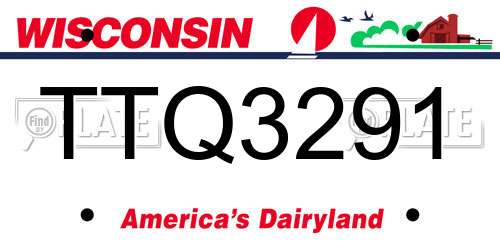 TTQ3291 Wisconsin License Plate