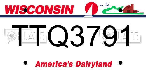 TTQ3791 Wisconsin License Plate
