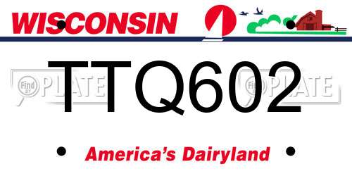 TTQ602 Wisconsin License Plate
