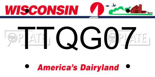 TTQG07 Wisconsin License Plate