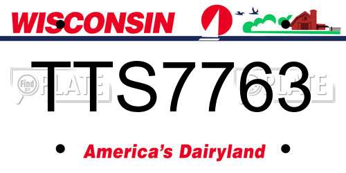 TTS7763 Wisconsin License Plate