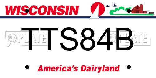 TTS84B Wisconsin License Plate