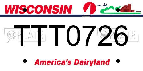 TTT0726 Wisconsin License Plate
