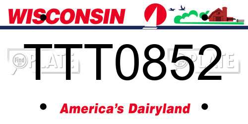 TTT0852 Wisconsin License Plate