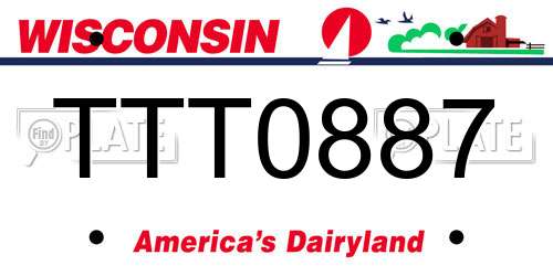 TTT0887 Wisconsin License Plate