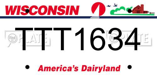 TTT1634 Wisconsin License Plate