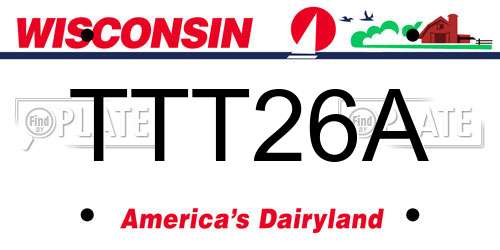 TTT26A Wisconsin License Plate