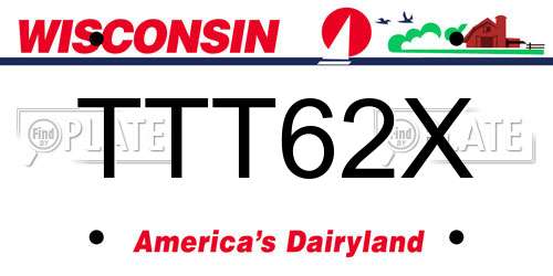 TTT62X Wisconsin License Plate