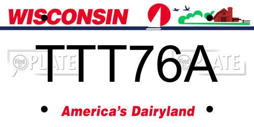 TTT76A Wisconsin License Plate