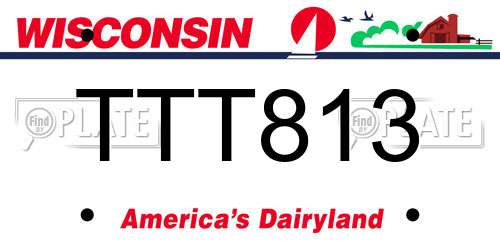 TTT813 Wisconsin License Plate