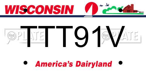 TTT91V Wisconsin License Plate