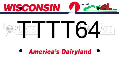 TTTT64 Wisconsin License Plate