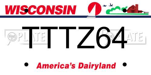 TTTZ64 Wisconsin License Plate